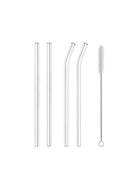 Glass Shalimo 4 pcs, Plus 1 Brush for Cleaning, heat resistant Shalimo, Transparent Shalimo, Reusable Shalimo, glass transparent Straw , glass drinking tube, non-disposable Shalimo, glass shalimo, Shalimoh After Use